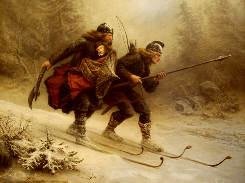 Birkebeinerne pa Ski over Fjeldet med Kongsbarnet